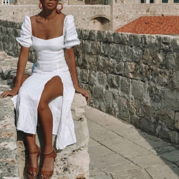 NWT A Classic Piece Reformation Belgium Linen Midi Dress - White - Picture 3 of 11